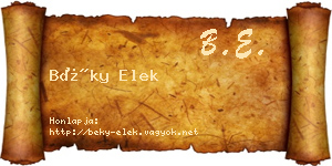 Béky Elek névjegykártya